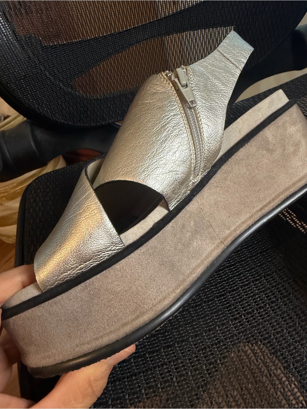 Metallic Soft Gold Platform Slingback Sandals - Picture 3 of 11